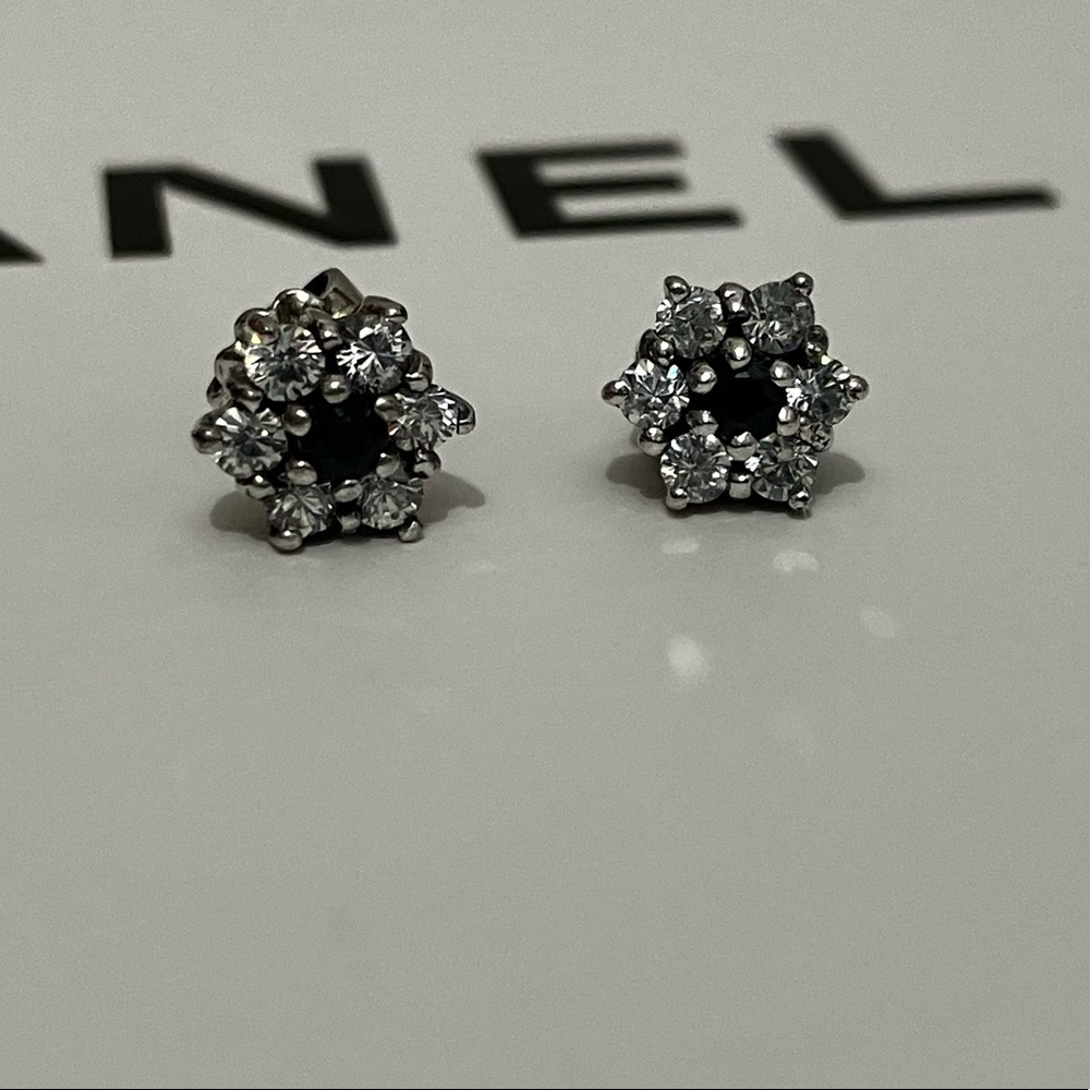 Sapphire crystal sterling silver earrings